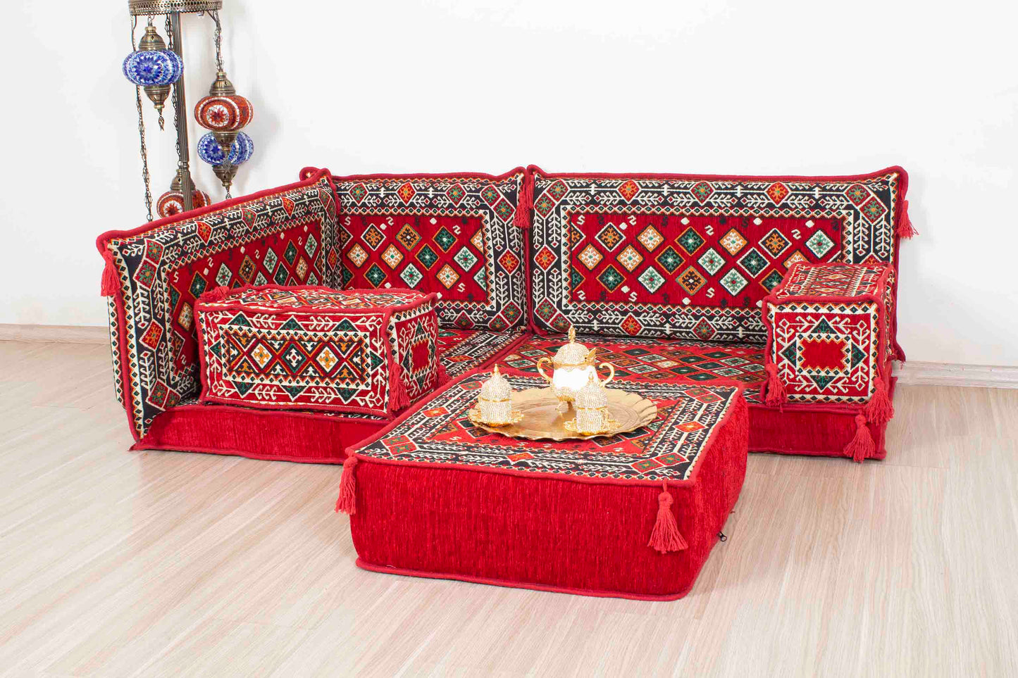 Chile Red Mini L Shaped Sofa Set