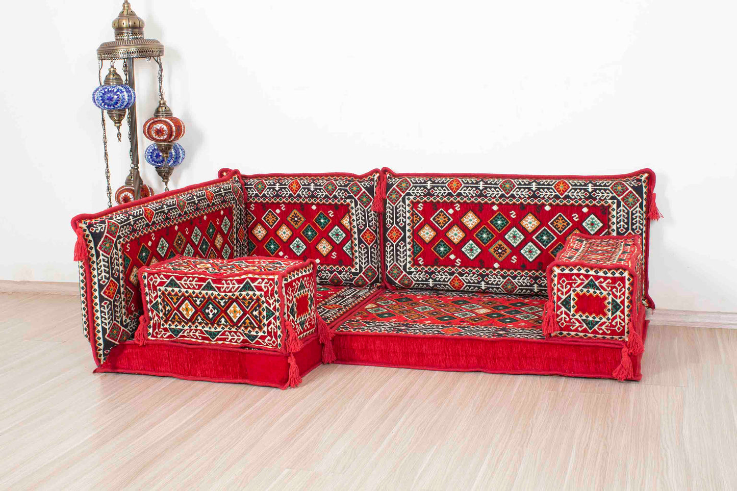 Chile Red Mini L Shaped Sofa Set