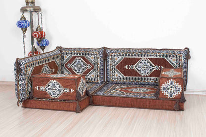 Palace Brown Mini L Shaped Sofa Set