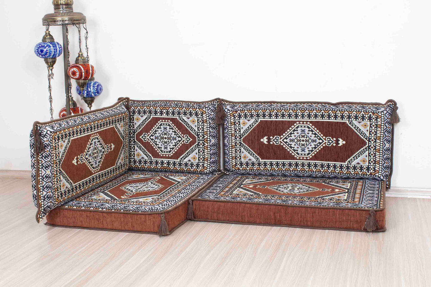 Palace Brown Mini L Shaped Sofa Set