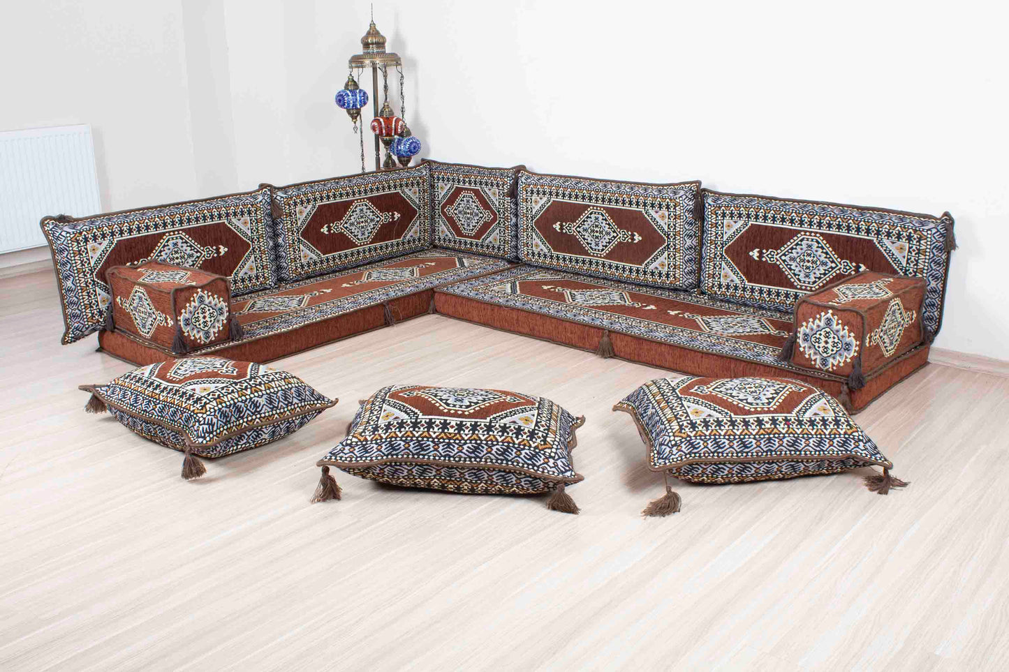 Palace Brown L Shaped Sofa Set