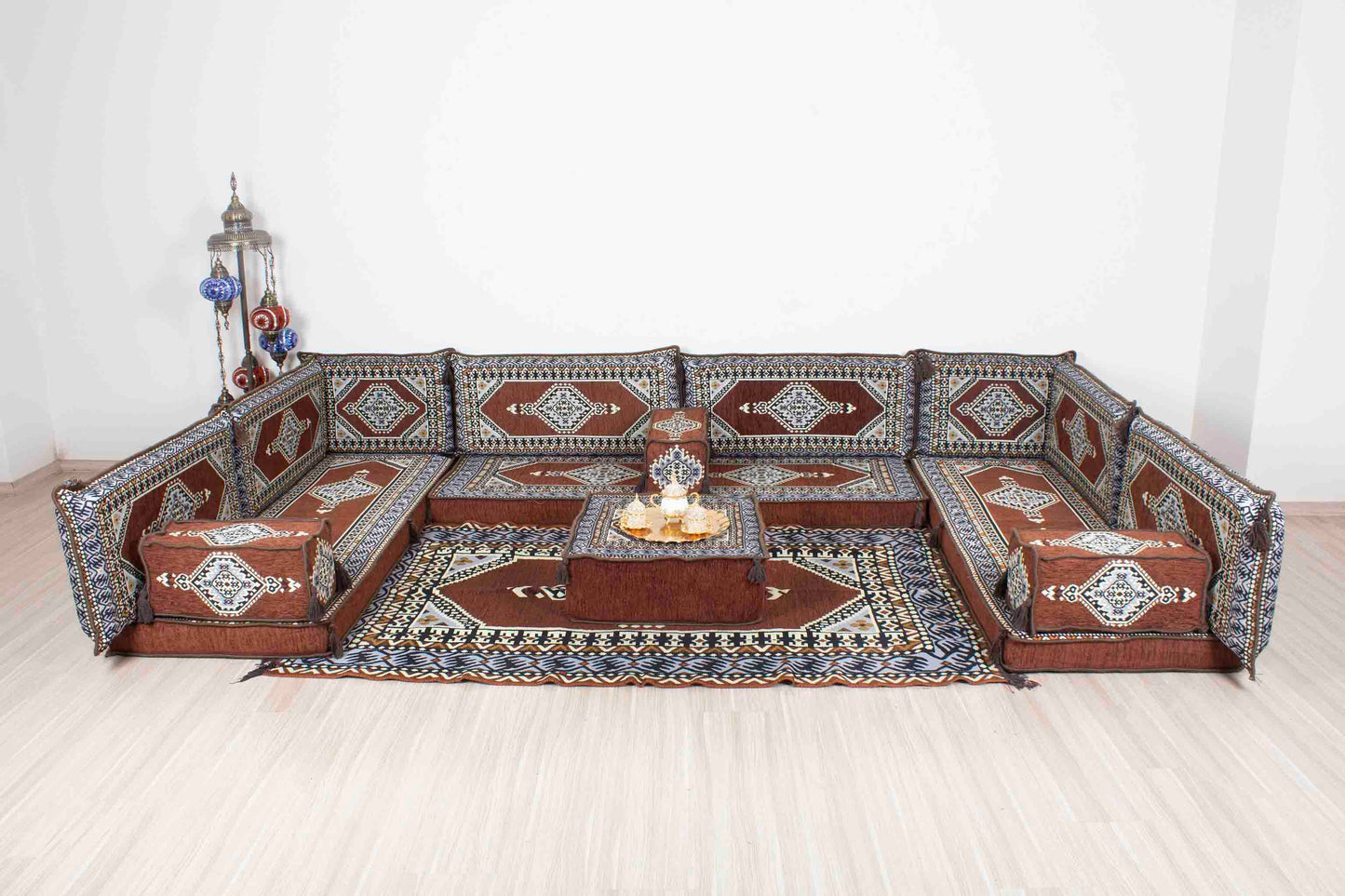 Palace Brown U Shaped Sofa Set