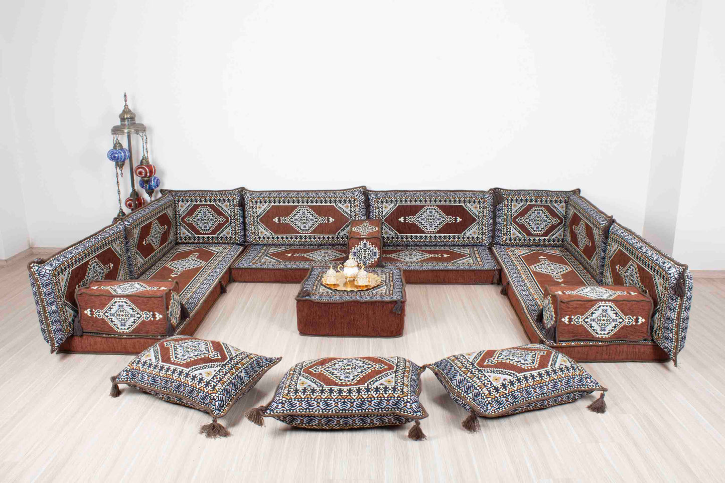 Palace Brown U Shaped Sofa Set