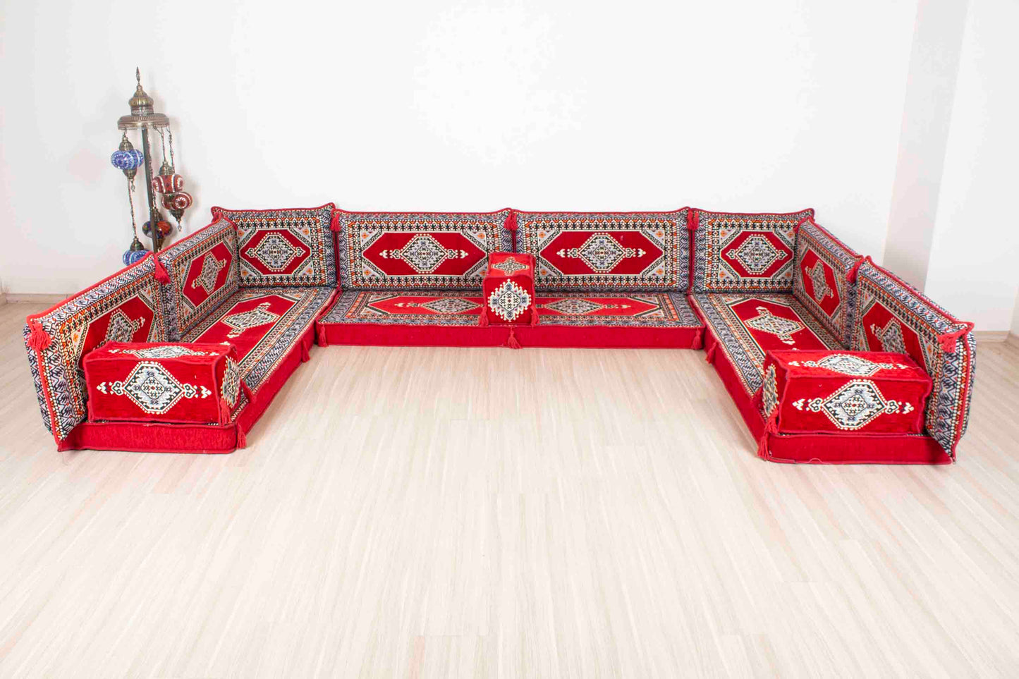 Palace Red U Shaped Sofa Set