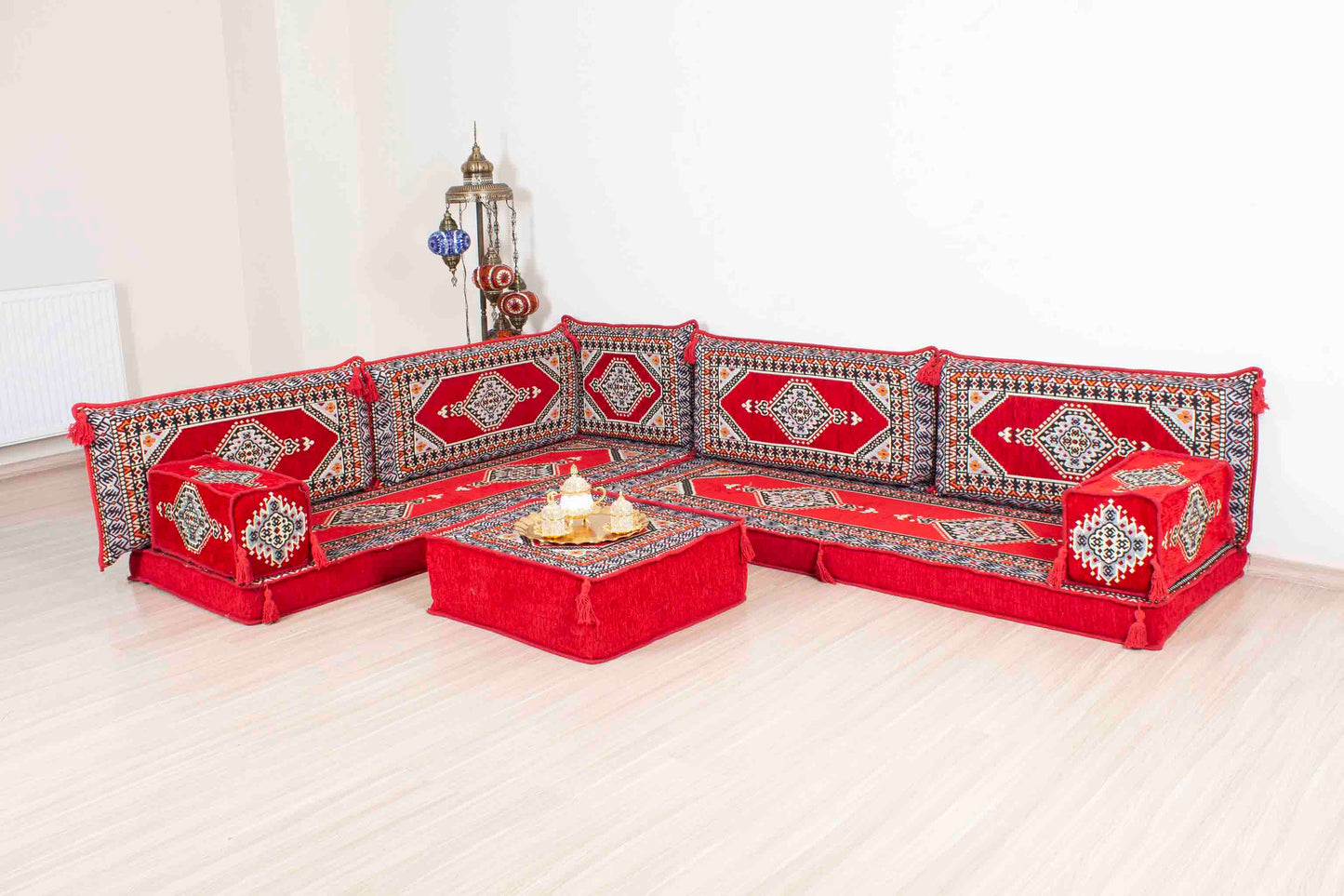 Palace Red L Shaped Sofa Set