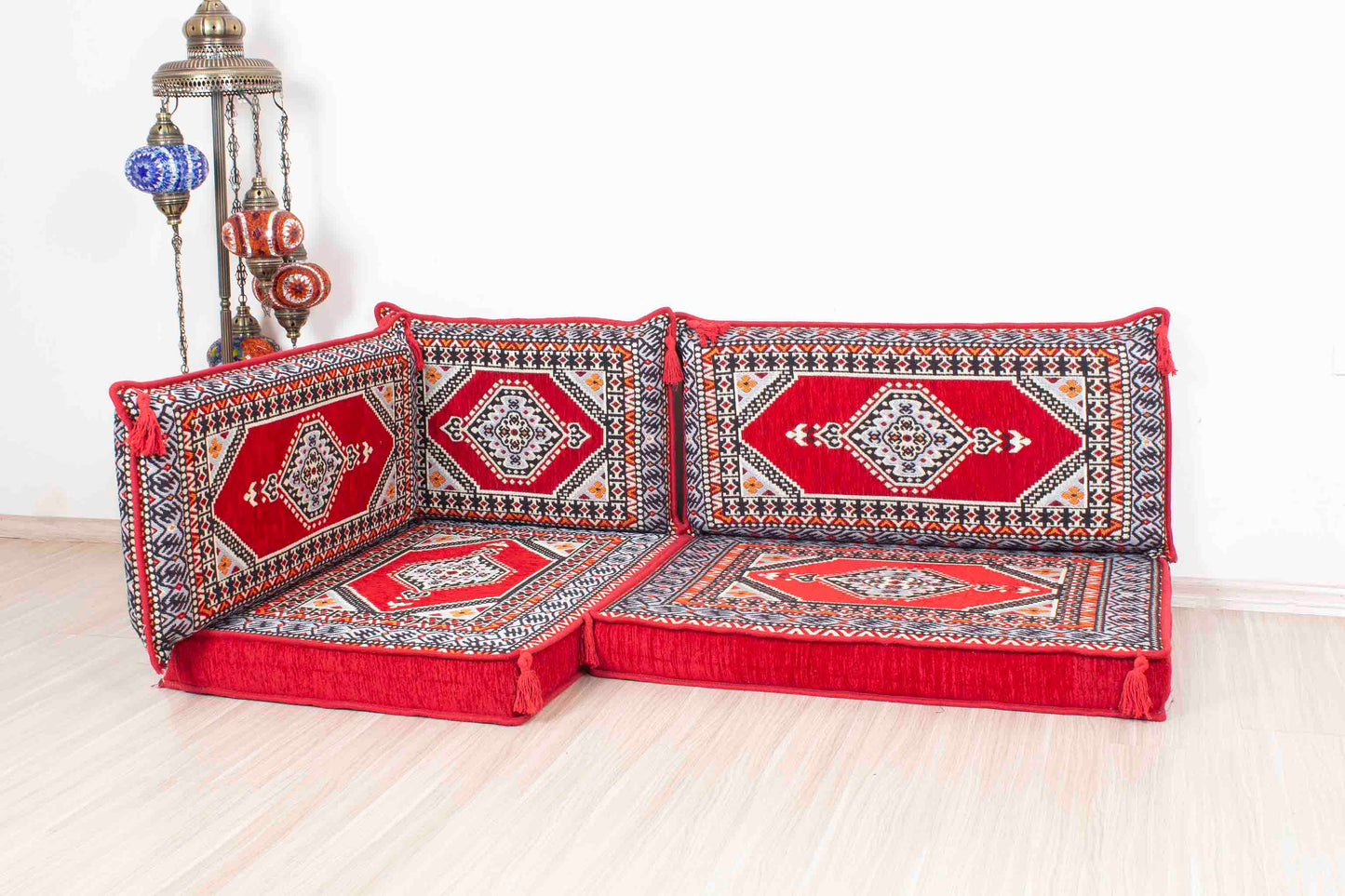 Palace Red Mini L Shaped Sofa Set