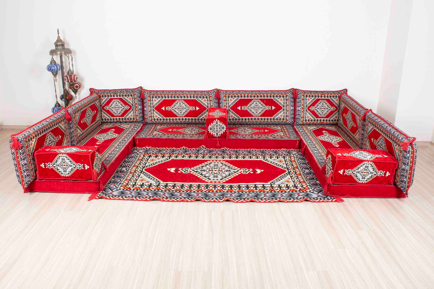 Palace Red U Shaped Sofa Set