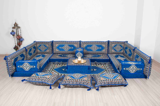 Palace Blue U Shaped Sofa Set