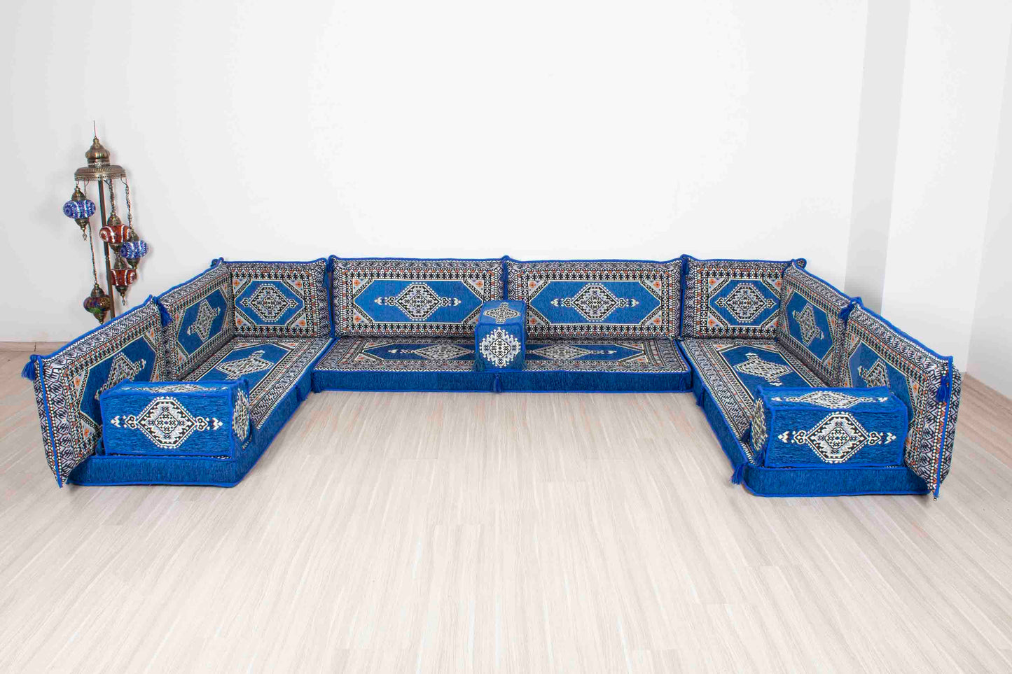 Palace Blue U Shaped Sofa Set