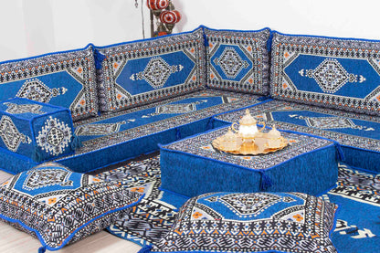 Palace Blue L Shaped Sofa Set