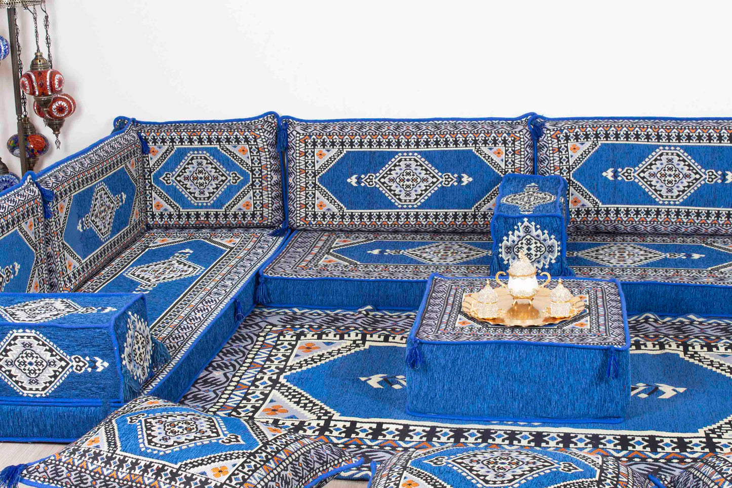 Palace Blue U Shaped Sofa Set