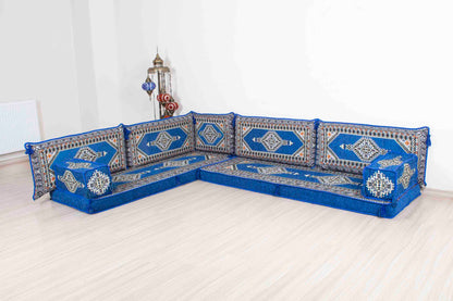 Palace Blue L Shaped Sofa Set