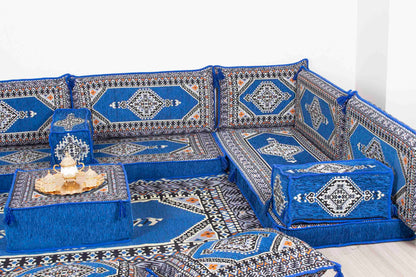 Palace Blue U Shaped Sofa Set