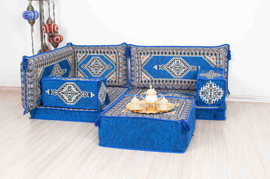 Palace Blue Mini L Shaped Sofa Set