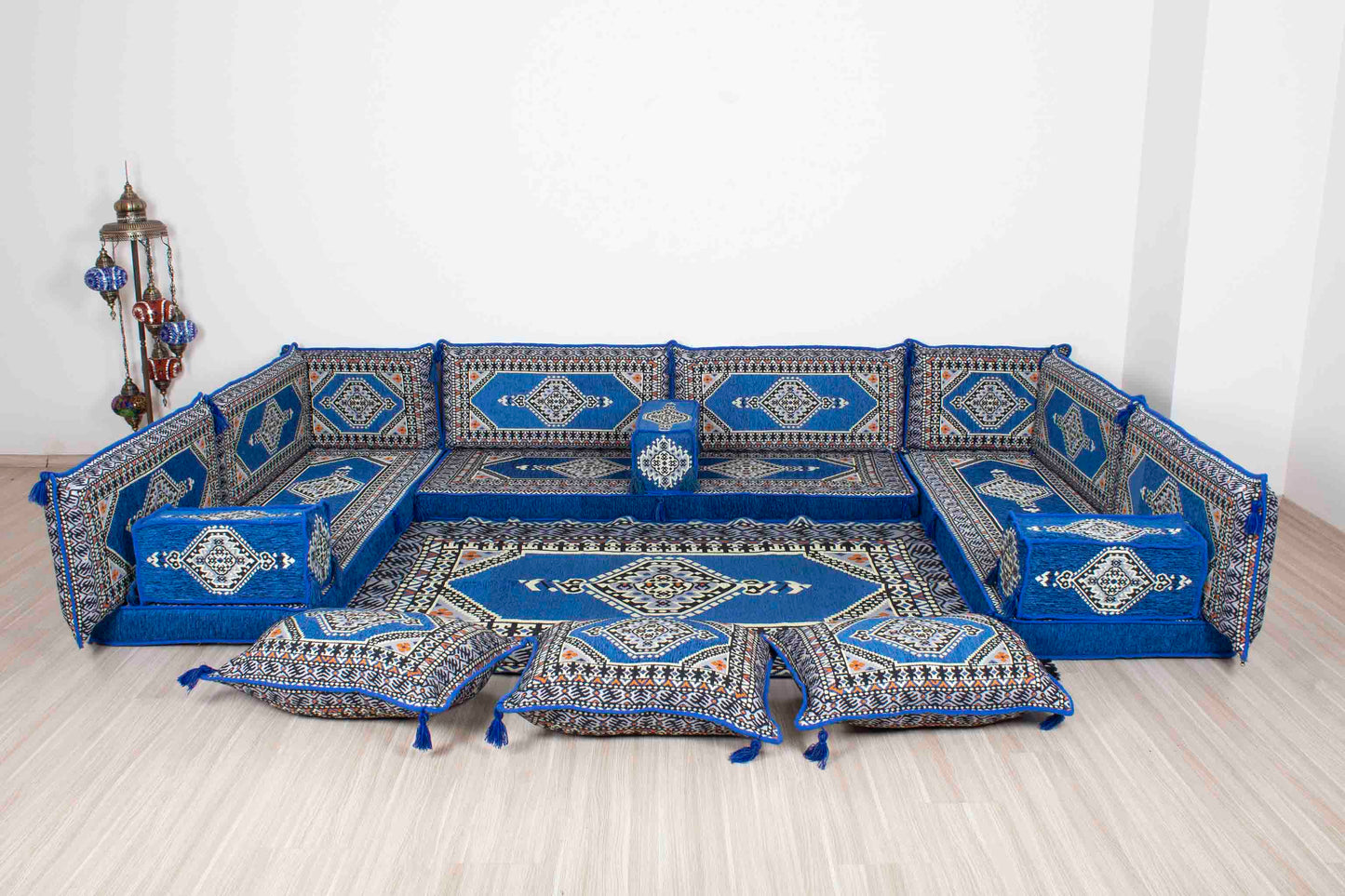 Palace Blue U Shaped Sofa Set