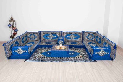 Palace Blue U Shaped Sofa Set