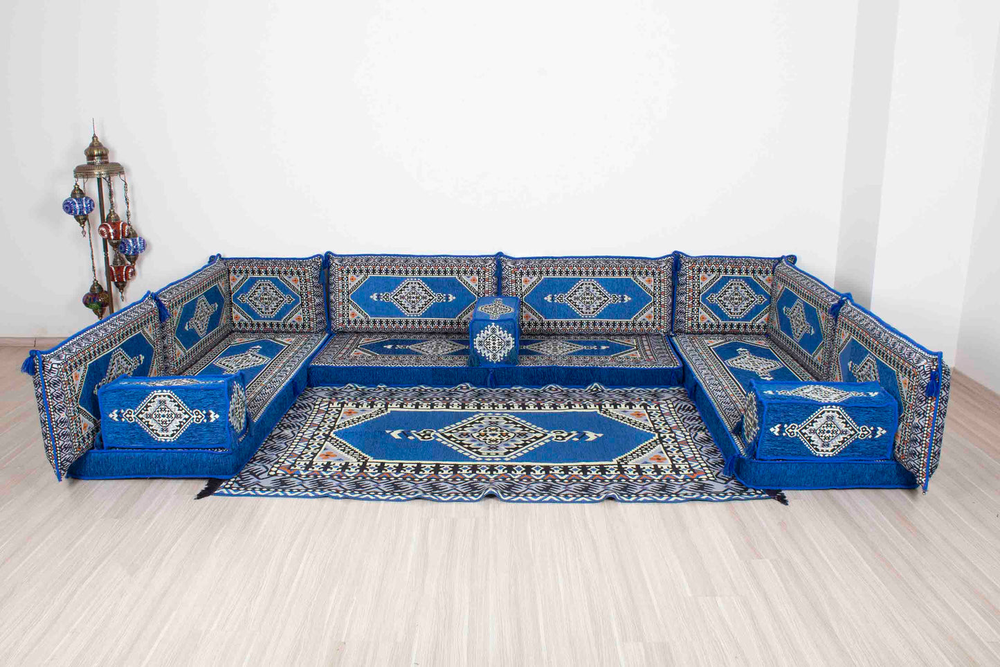 Palace Blue U Shaped Sofa Set