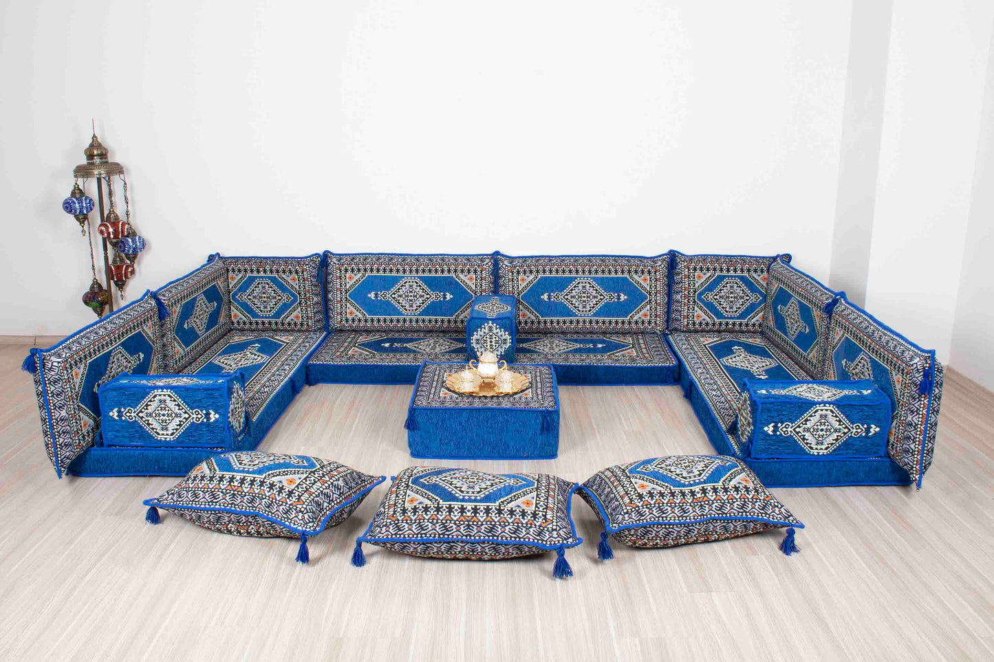 Palace Blue U Shaped Sofa Set