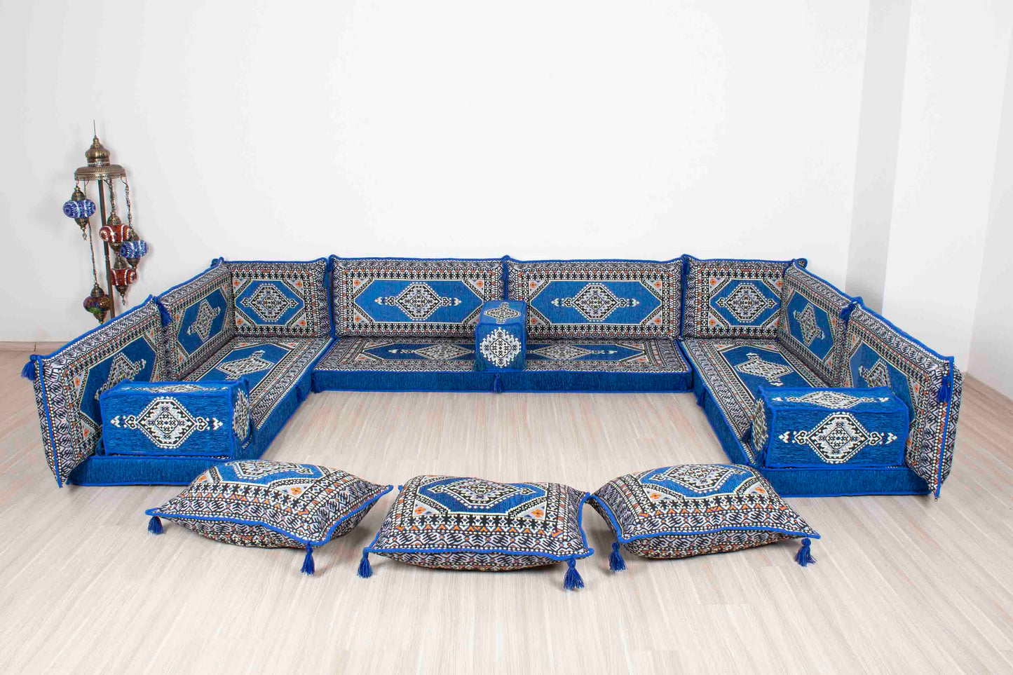 Palace Blue U Shaped Sofa Set