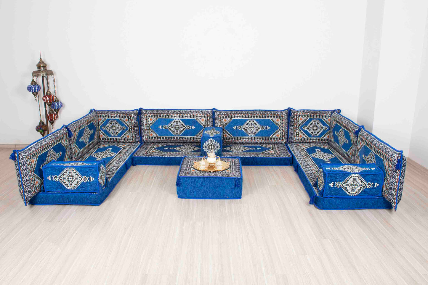 Palace Blue U Shaped Sofa Set