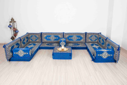 Palace Blue U Shaped Sofa Set