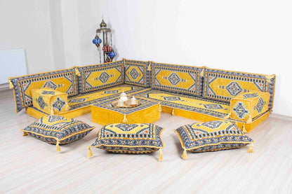 Palace Yellow L Shaped Sofa Set