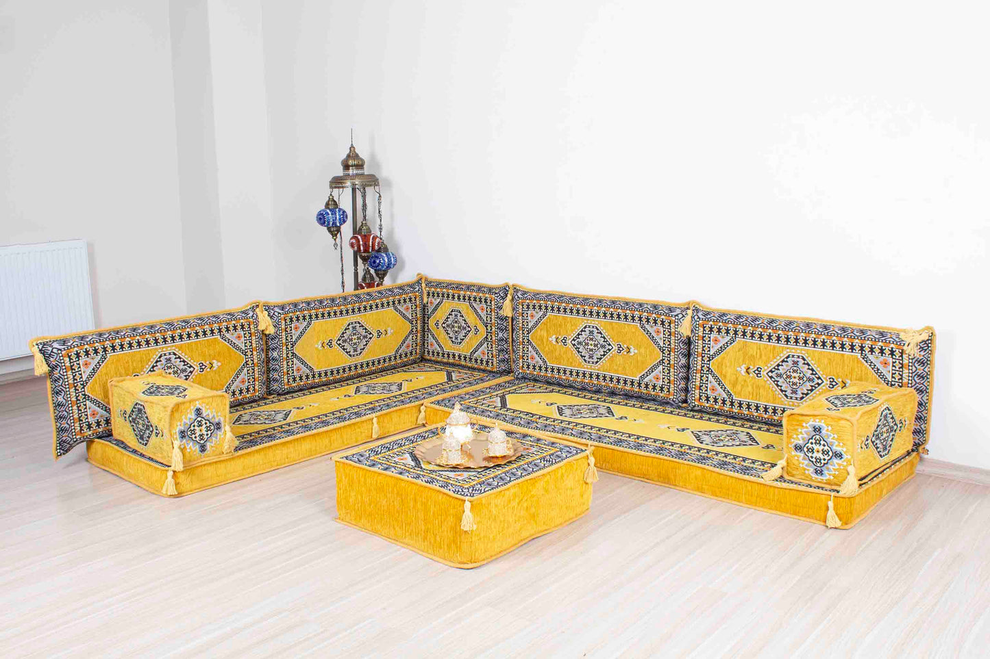 Palace Yellow L Shaped Sofa Set