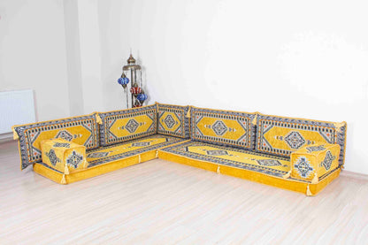 Palace Yellow L Shaped Sofa Set