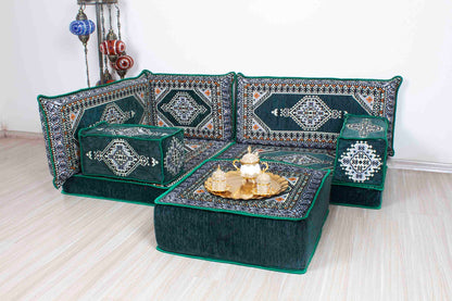 Palace Green Mini L Shaped Sofa Set