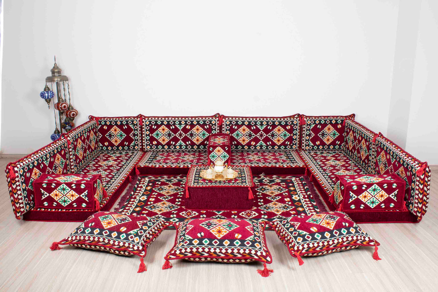 Cappadocia Maroon U Shaped Sofa Set