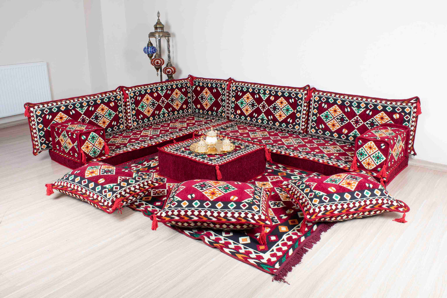 Cappadocia Maroon L Shaped Sofa Set