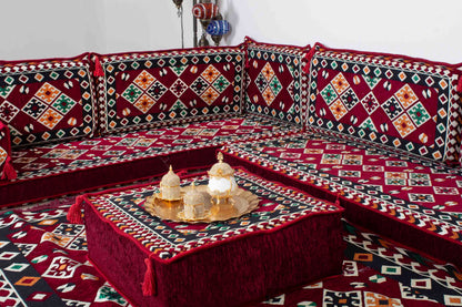 Cappadocia Maroon L Shaped Sofa Set