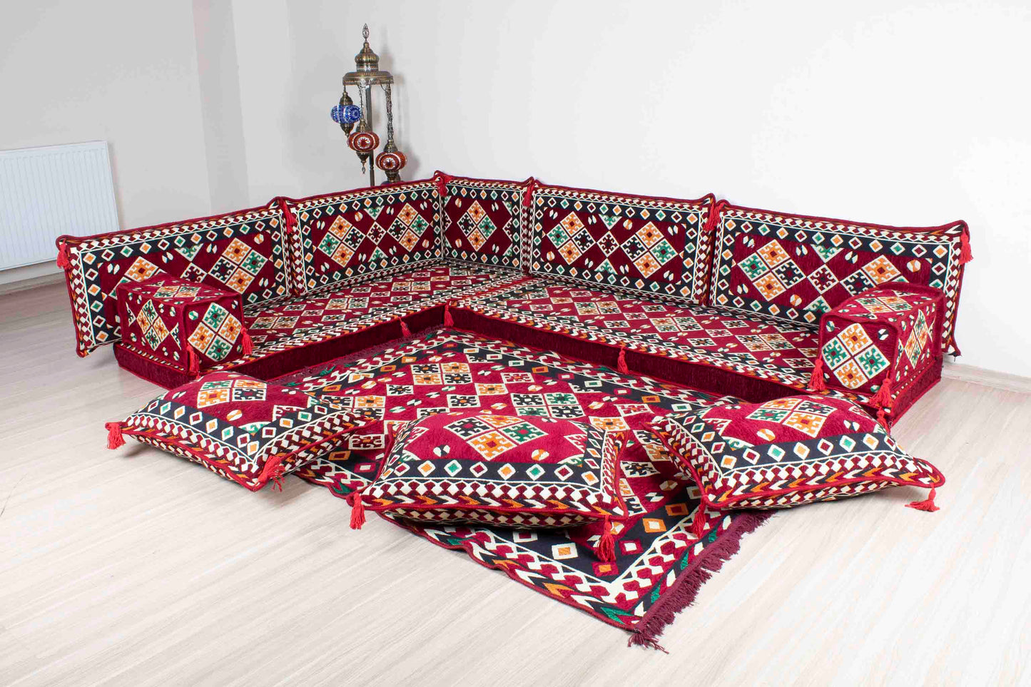 Cappadocia Maroon L Shaped Sofa Set