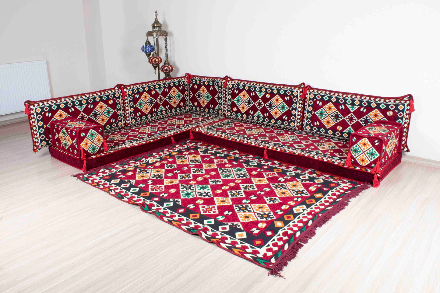 Cappadocia Maroon L Shaped Sofa Set