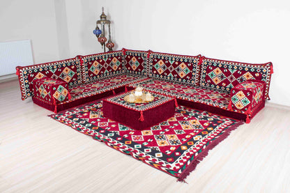 Cappadocia Maroon L Shaped Sofa Set