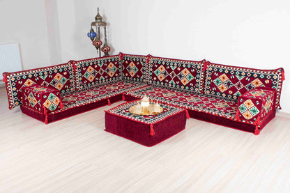 Cappadocia Maroon L Shaped Sofa Set