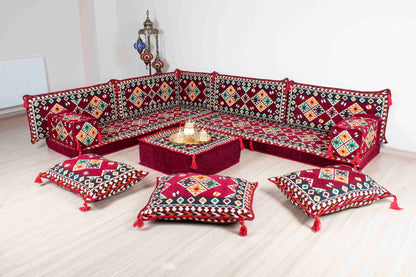 Cappadocia Maroon L Shaped Sofa Set