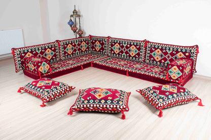 Cappadocia Maroon L Shaped Sofa Set