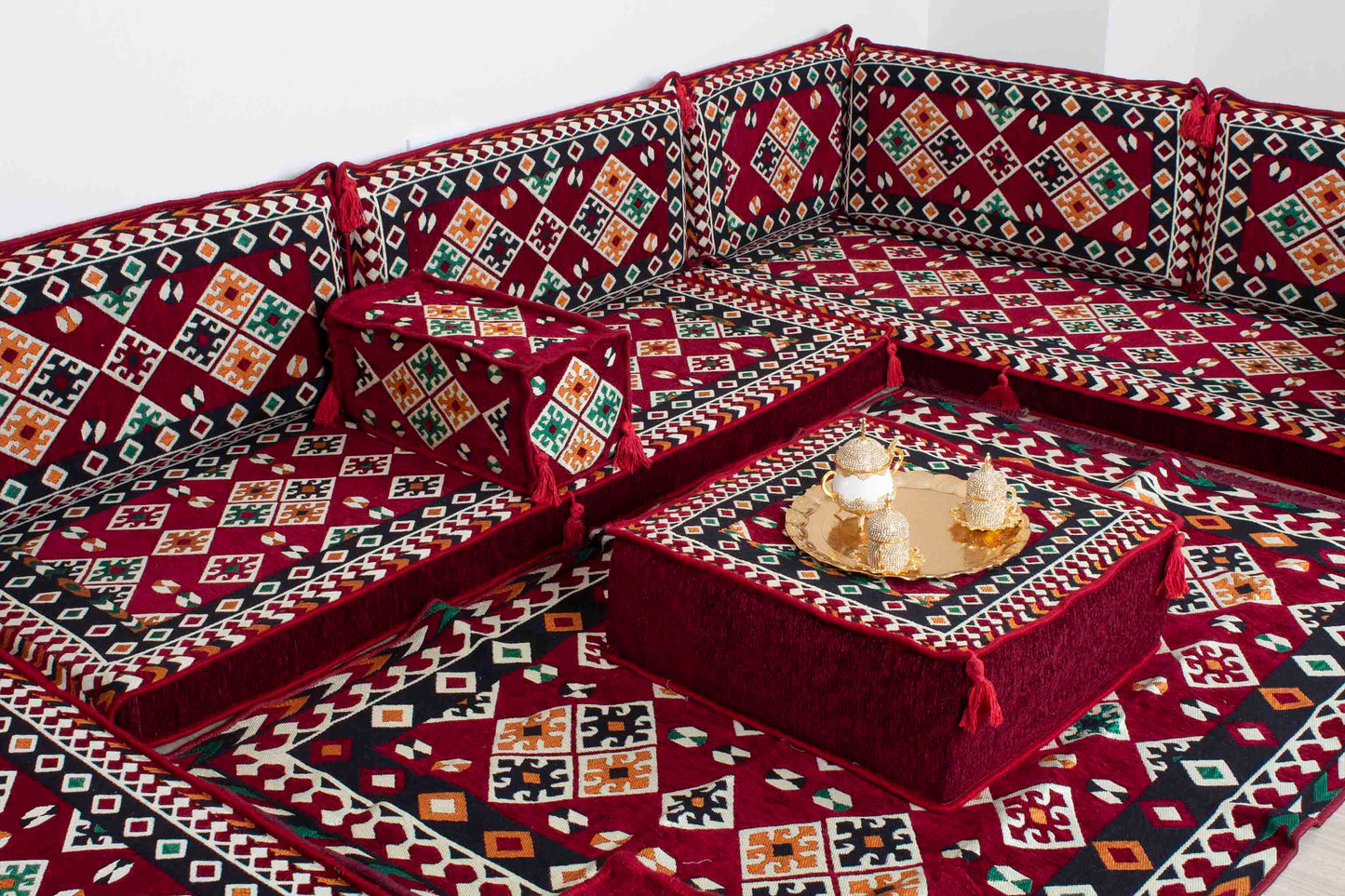 Cappadocia Maroon U Shaped Sofa Set