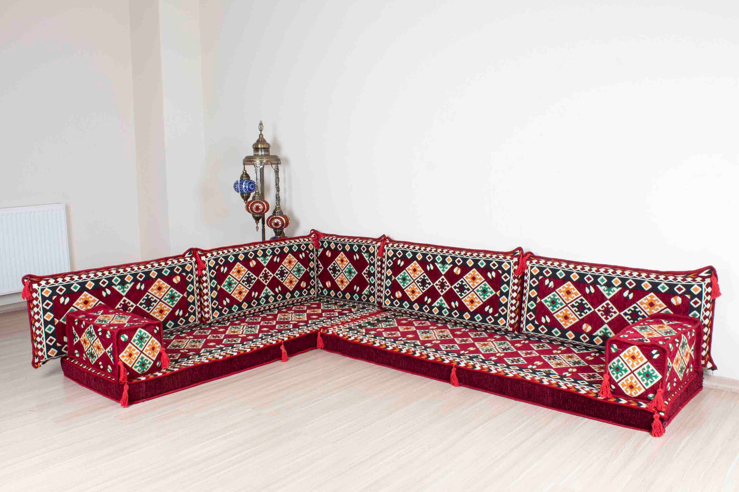 Cappadocia Maroon L Shaped Sofa Set