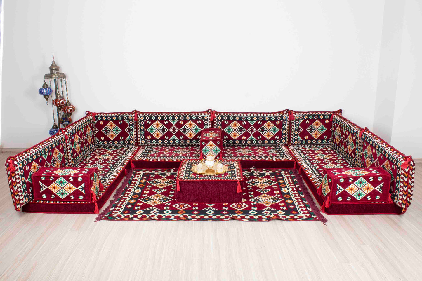 Cappadocia Maroon U Shaped Sofa Set