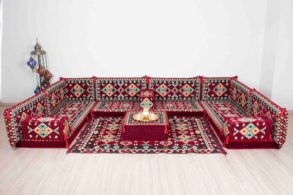 Cappadocia Maroon U Shaped Sofa Set