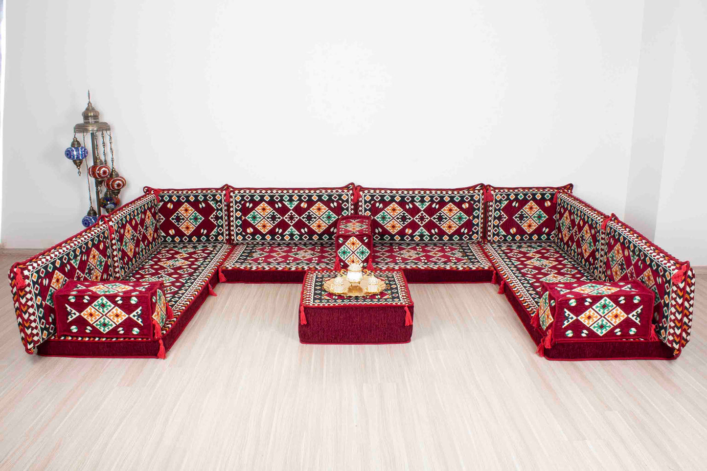 Cappadocia Maroon U Shaped Sofa Set