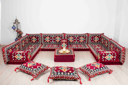 Cappadocia Maroon U Shaped Sofa Set