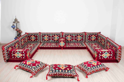 Cappadocia Maroon U Shaped Sofa Set