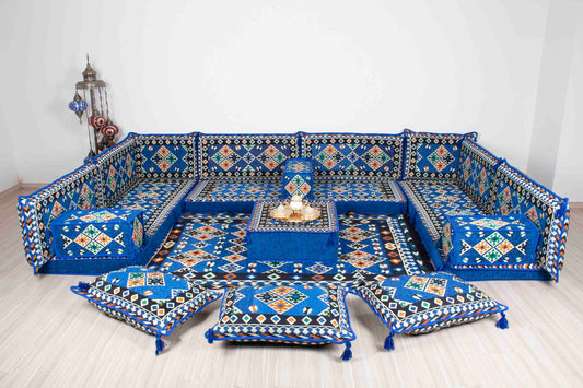 Cappadocia Blue U Shaped Sofa Set