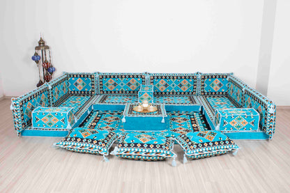 Cappadocia Light Blue U Shaped Sofa Set