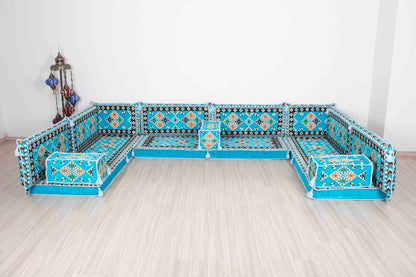 Cappadocia Light Blue U Shaped Sofa Set