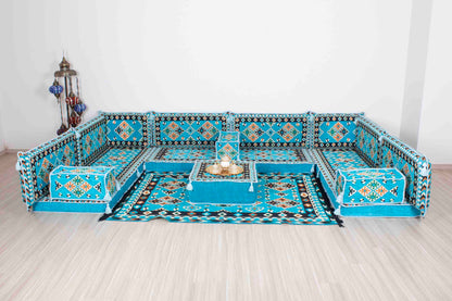 Cappadocia Light Blue U Shaped Sofa Set