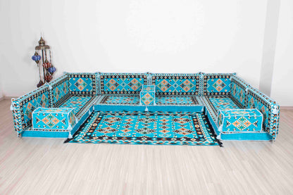 Cappadocia Light Blue U Shaped Sofa Set